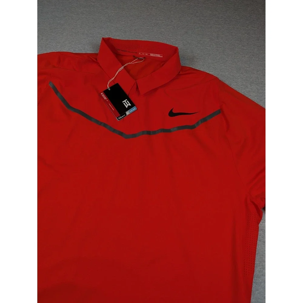Nike Tiger Woods TW Velocity Max Polo Men's XXL Red Black Golf Shirt 833163-852